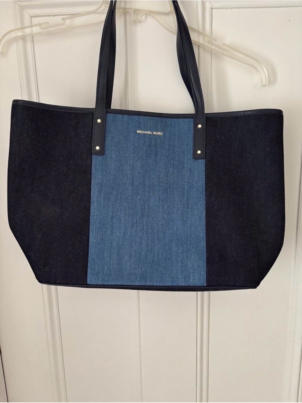 Michael Kors Women's Black and Blue Denim Tote Bag